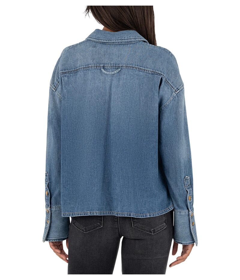 カットフロムザクロス レディース トップス シャツ KUT from the Kloth Gertiebutton Front Shirt Long SleeveWidecuff W Pocket Vintage Wash カットフロムザクロス レディース トップス シャツ KUT from the Kloth Gertiebutton Front Shirt Long SleeveWidecuff W Pocket Vintage Wash