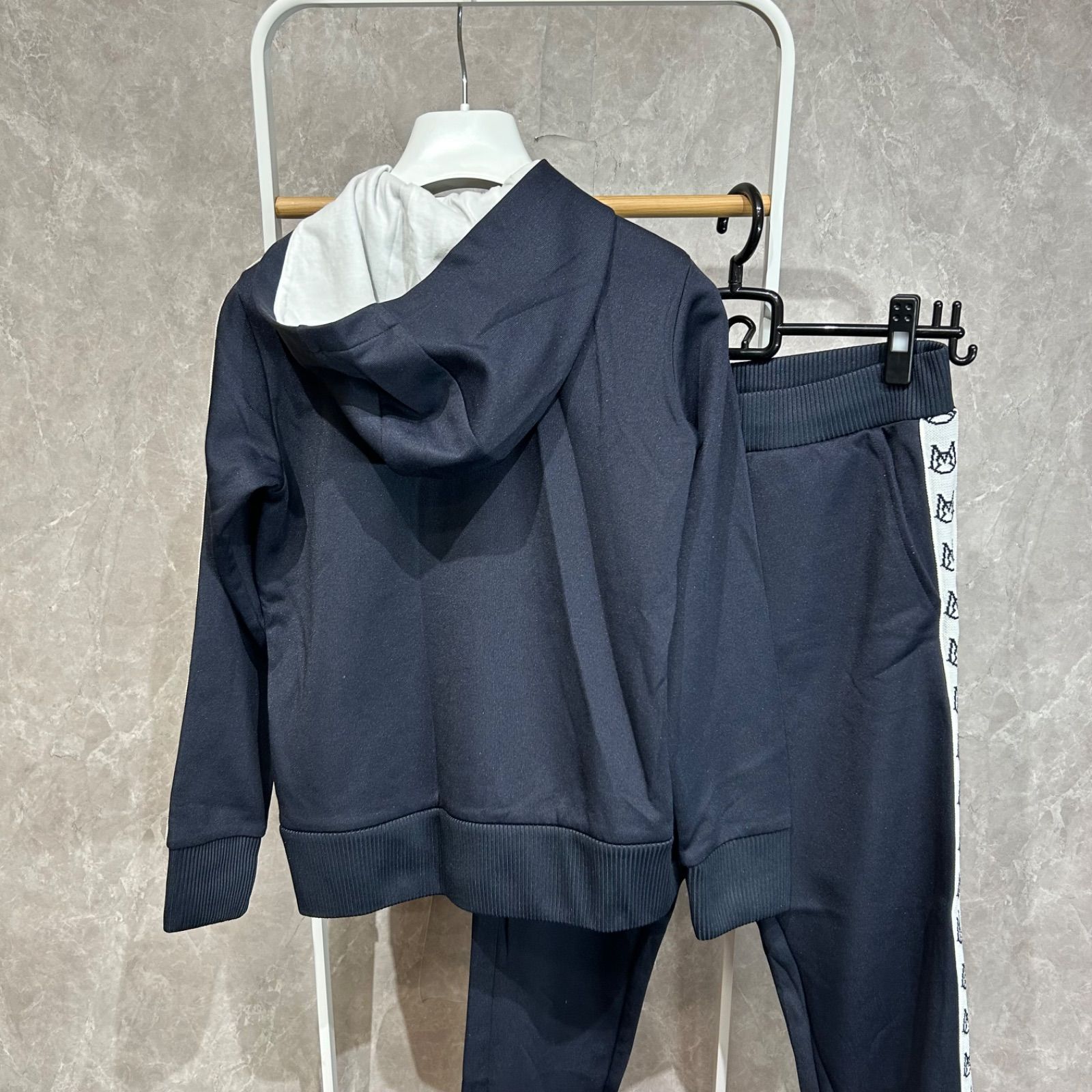 モンクレールフード付きジャージ上下セット ネイビー 大人OK】MONCLER モンクレール セットアップ上下フード12A ジャージ
