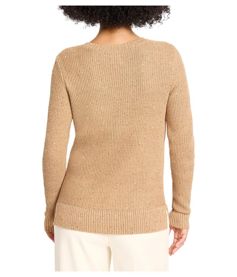 ニックプラスゾーイ レディース アウター ニット・セーター Vネック NICZOE Shimmer Waffle Vneck Sweater Copper Cream クリーム
