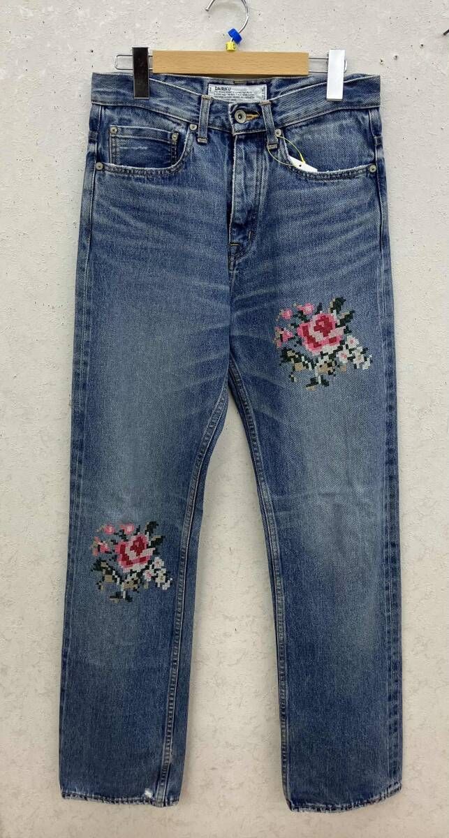 DAIRIKU／デニムパンツ／Flower Cross Embroidery Slim Denim Pants／フラワー刺繍／21AW D-8／サイズ27