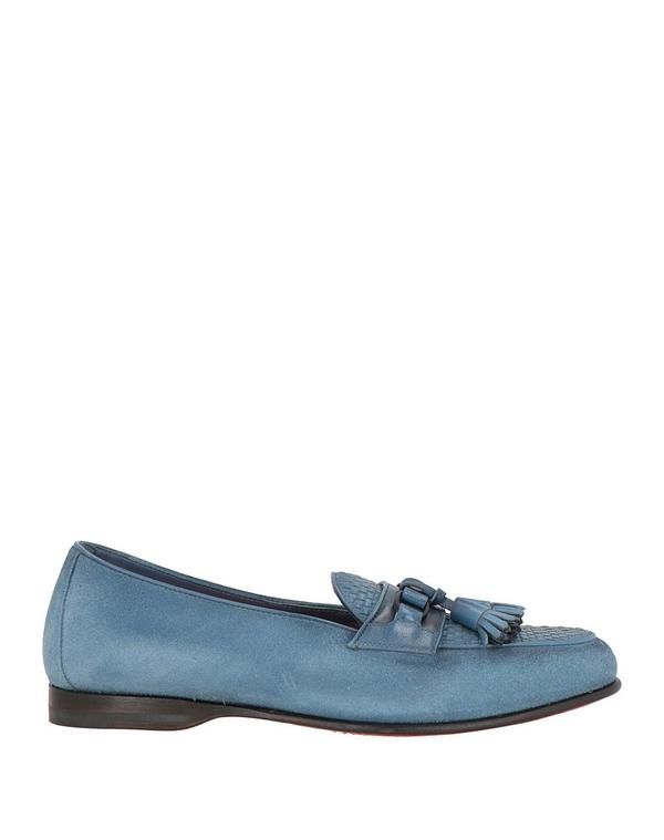 サントーニ メンズ シューズ スリッポン・ローファー SANTONI モカシン Blue Gray グレー