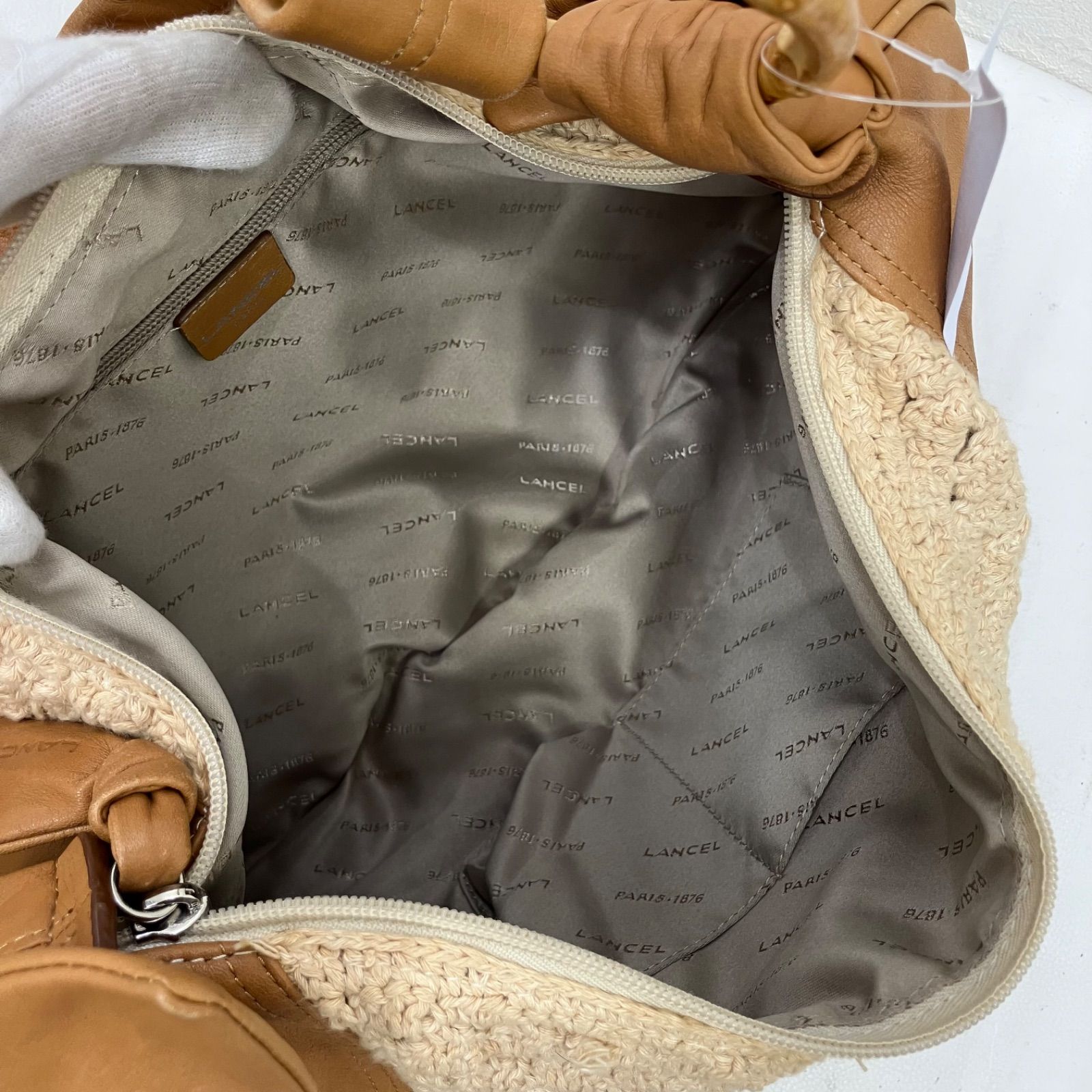 LANCEL ショルダーバッグ グリーン 編み込み