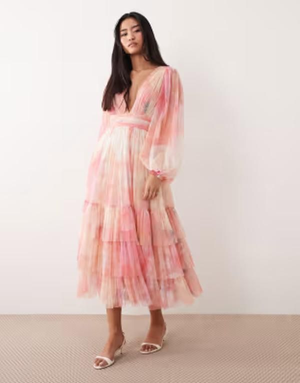 レース アンド ビーズ レディース トップス ワンピース フラワー柄 プリント マキシ フラワー Lace Beads long sleeve maxi dress floral print Multi マルチカラー 35,620円
