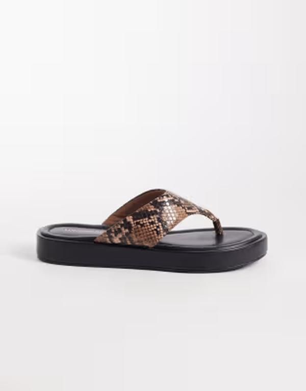 ロンドンレベル レディース シューズ サンダル London Rebel Mira flatform thong sandals in snake