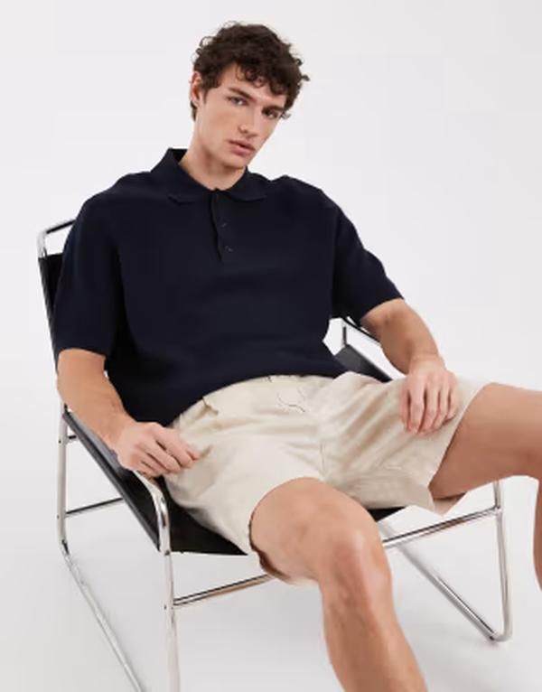 セレクティッド メンズ トップス ポロシャツ コットン ニット Selected 100 cotton knit polo shirt Sky captain ネイビー 17,745円