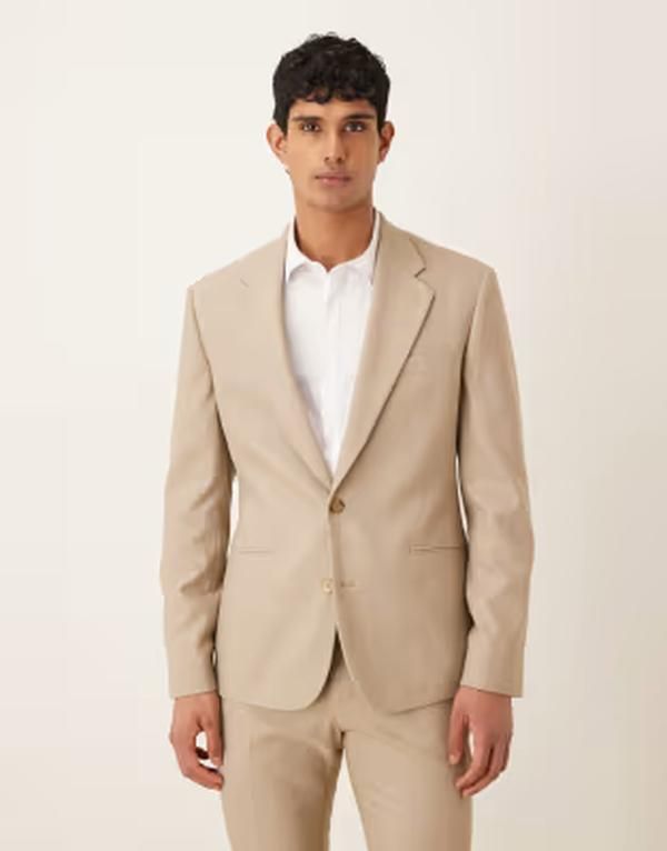 エイソス メンズ アウター ジャケット・ブルゾン ASOS DESIGN skinny suit jacket in stone microtexture STONE ストーン 30,420円