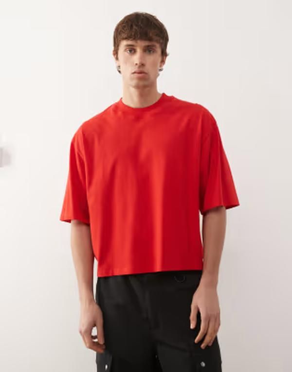 コルージョン メンズ トップス Tシャツ COLLUSION Boxy Tshirt RED レッド