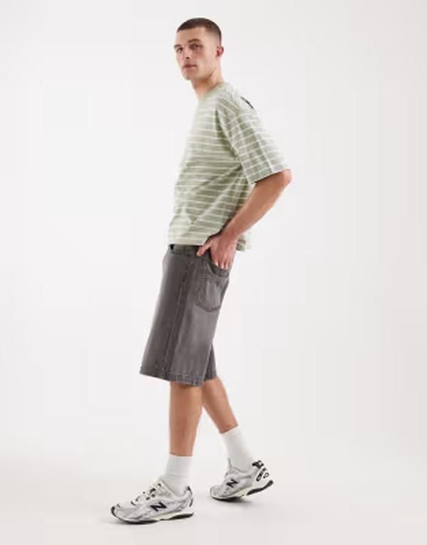 エイソス メンズ ボトムス ハーフパンツ・ショーツ デニム ASOS DESIGN bermuda denim jorts in washed gray グレー 11,506円