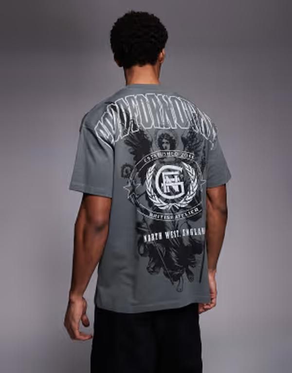 グッドフォーナッシング メンズ トップス Tシャツ プリント Good For Nothing oversized Tshirt in washed black with Renaissance back print WASHED BLACK ブラック