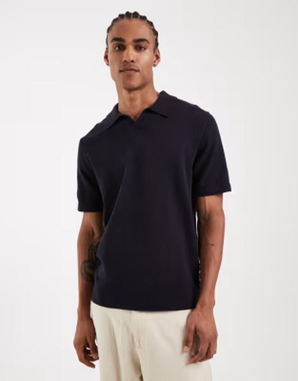 ジャック アンド ジョーンズ メンズ トップス ポロシャツ ニット Jack Jones Premium split necknitop Night Sky ネイビー