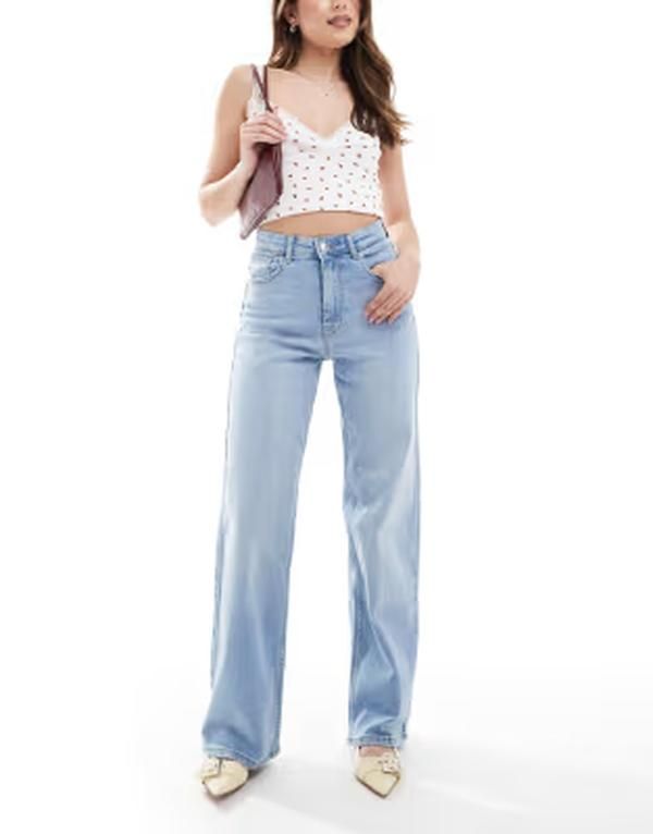 オンリー レディース ボトムス デニムパンツ ワイドレッグ ハイウエスト ジーンズ ONLY Hannah super high waist wide leg jeans in light blue wash Light Blue Denim デニム