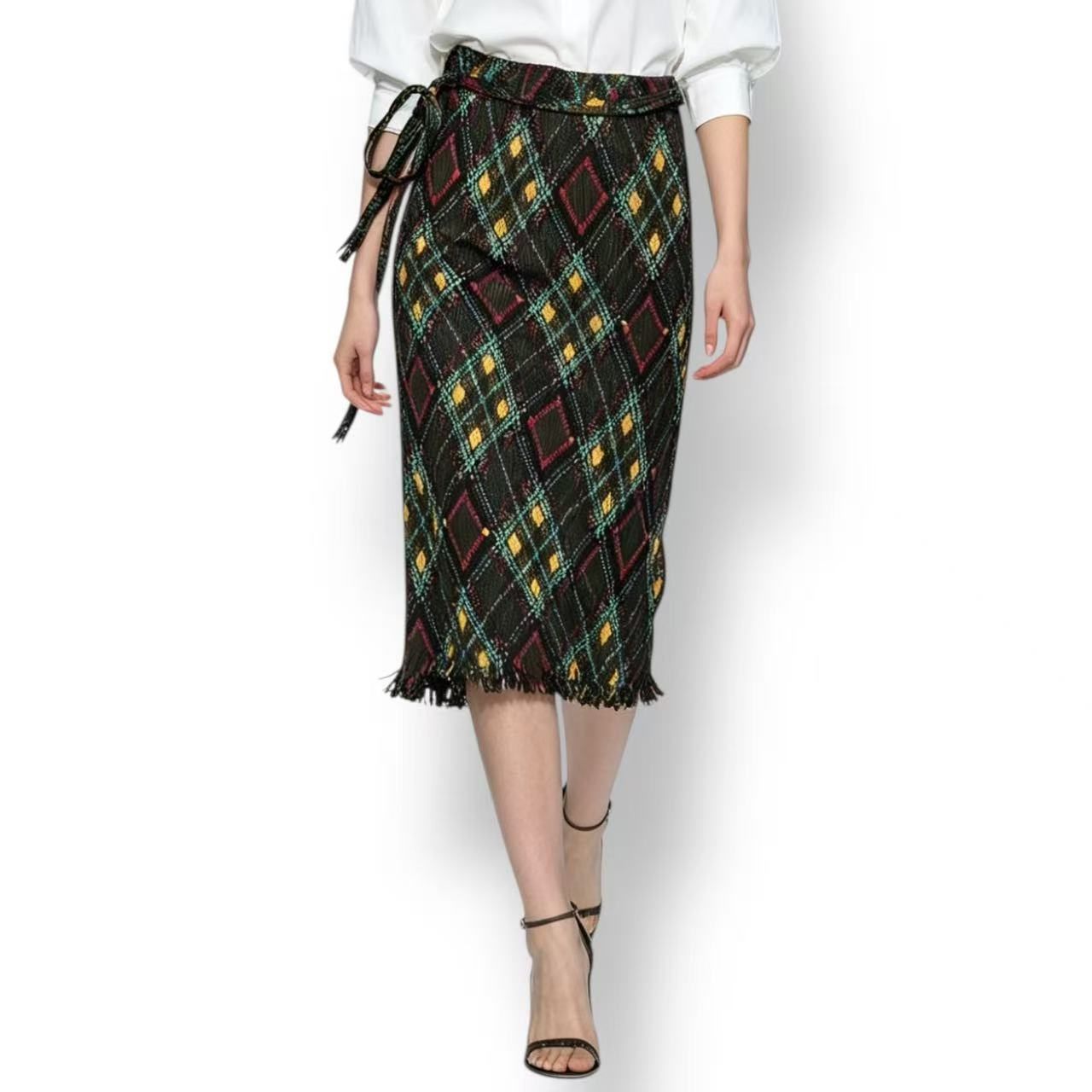 極美品 ISSEY MIYAKE イッセイミヤケ PLEATS PLEASE プリーツプリーズ スカート 総柄 マルチカラー サイズ4
