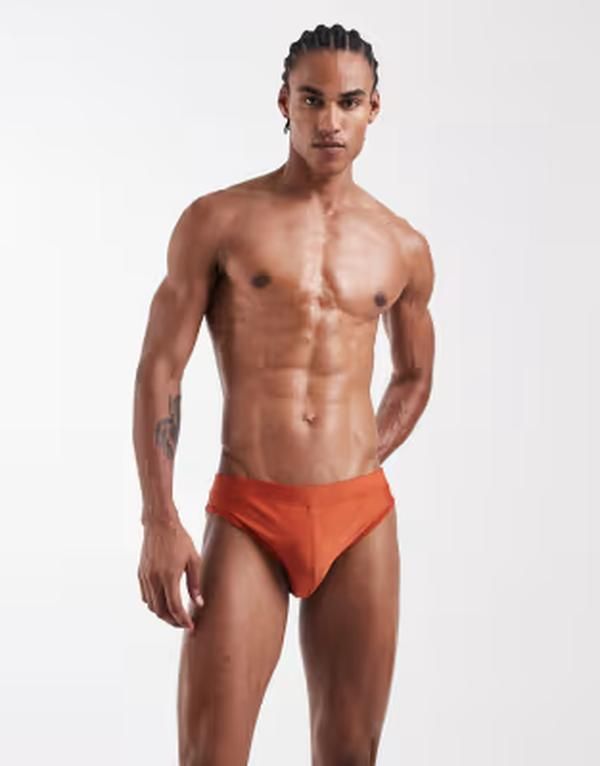 エイソス メンズ 水着 ハーフパンツ・ショーツ ASOS DESIGN swim briefs in rust orange Rust Orange オレンジ