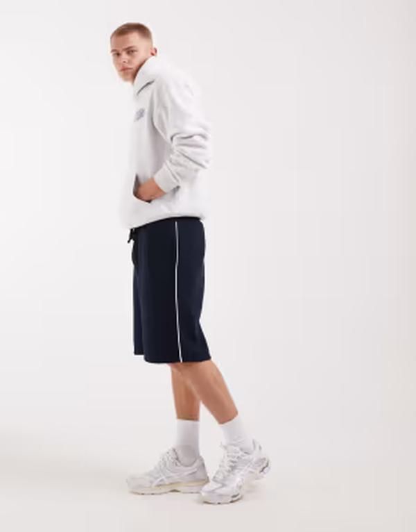 エイソス メンズ ボトムス ハーフパンツ・ショーツ キャップ ASOS DESIGN oversized short in sky captain with white piping NAVY ネイビー