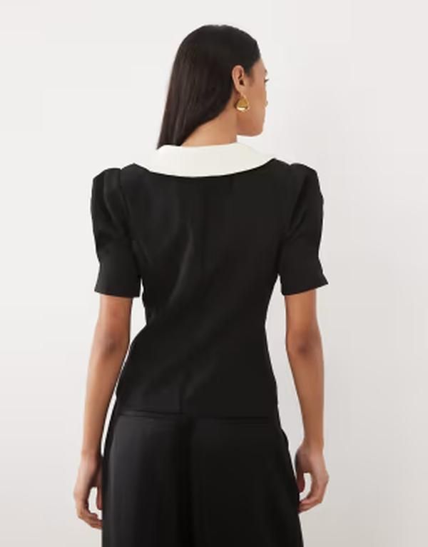 シスタージュン レディース トップス シャツ コントラスト Sister Jane Hearts oversized contrast collar heart button up top Black ブラック