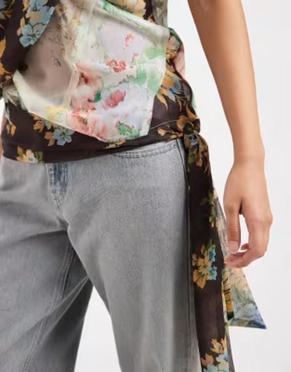 エイソス レディース トップス シャツ ドレープリント ASOS DESIGN drape scarf detail camin mixed print part of a set Mixed print