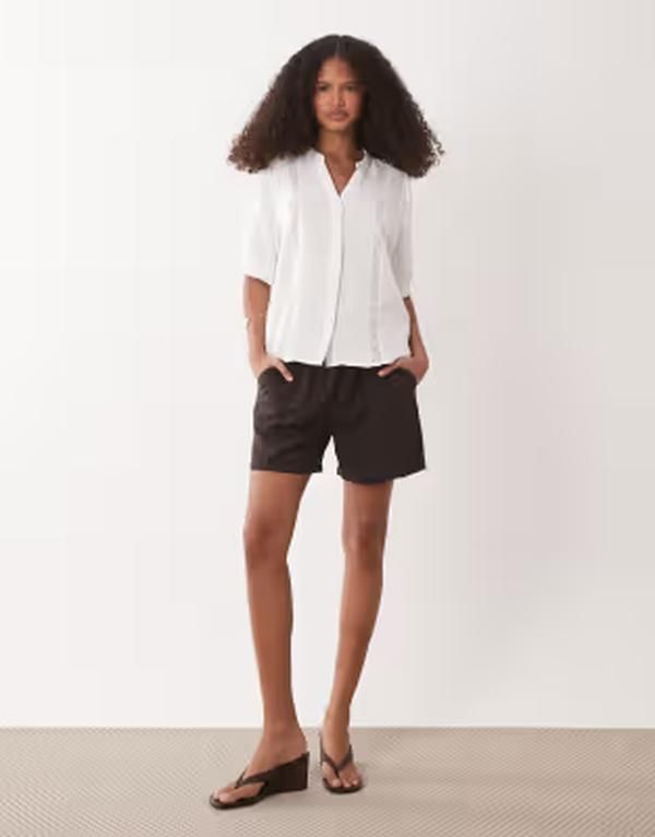 ジェイディーワイ レディース トップス シャツ レース JDY cheesecloth shirt with lace stripedetail CLOUDANCER ホワイト