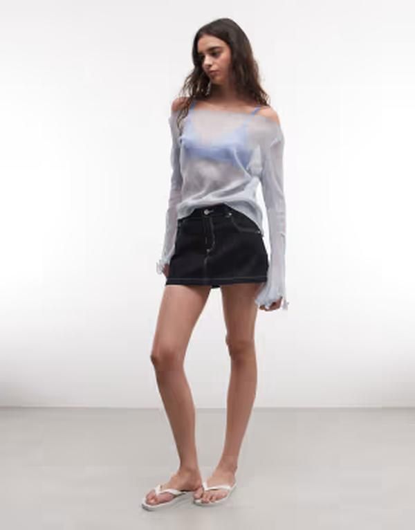 モンキ レディース トップス シャツ シアー Monki sheer floaty long sleeve top in light Blue ブルー モンキ レディース トップス シャツ シアー Monki sheer floaty long sleeve top in light Blue ブルー