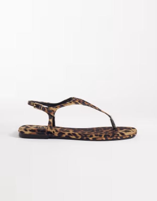 シミ レディース シューズ サンダル SIMMI Shoesimmi London Perry flip flop sandals in leopard satin アニマル