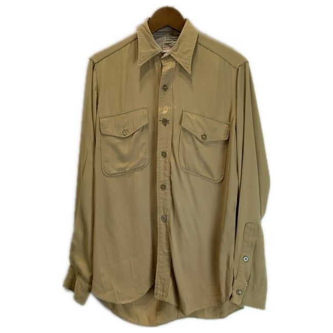 【中古】　NORTH CREST UNIFORMS　プレーンシャツ　80s-90 vintage　80年代-90年代　OLD　長袖　トップス　レギュラーカラー　胸ポケット　制服　古着　/7310