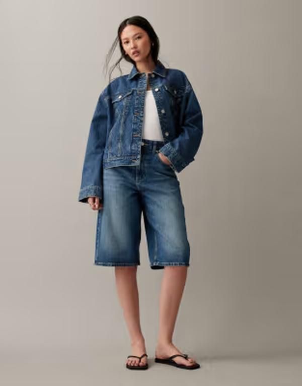 エイソス レディース ボトムス ハーフパンツ・ショーツ ショートパンツ ASOS DESIGN baggy bermuda shorts in mid BLUE ブルー