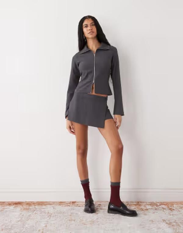 ウィークデイ レディース トップス シャツ Weekday 2way zip shirt in heather Gray Melange グレー 19,595円