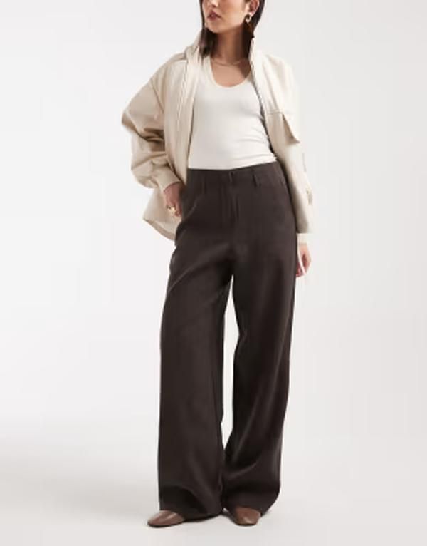 ヴェロモーダ レディース ボトムス カジュアルパンツ ワイドレッグ Vero Moda high rise wide leg pants in chocolate melange Chocolate torte チョコレート
