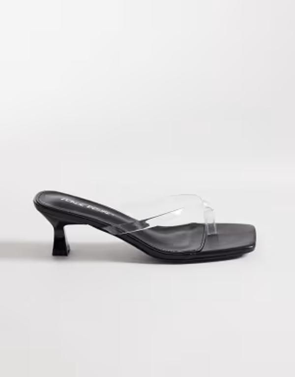 パブリックデザイア レディース シューズ サンダル ヒール Public Desireverlast flip flop kitten heel sandals Black ブラック