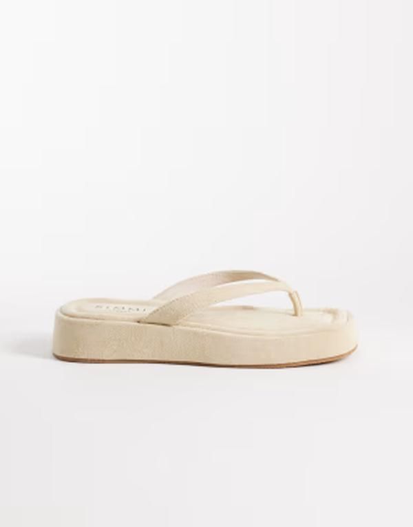 シミ レディース シューズ サンダル スエード SIMMI Shoesimmi London Kimmie flatform sandals in stone faux suedette STONE ストーン