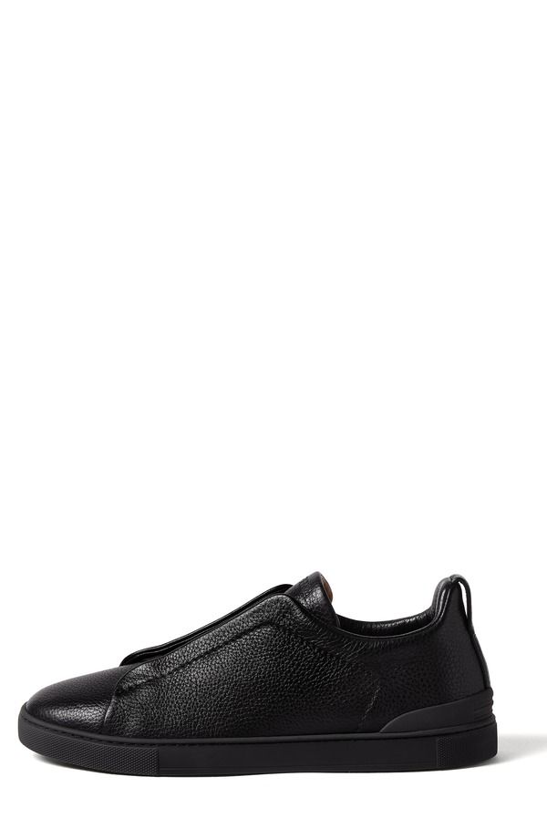 ゼニア メンズ シューズ スニーカー レザー ZEGNA Triple Stitch Deerskin Leather SlipOn Sneaker Black ブラック ゼニア メンズ シューズ スニーカー レザー ZEGNA Triple Stitch Deerskin Leather SlipOn Sneaker Black ブラック
