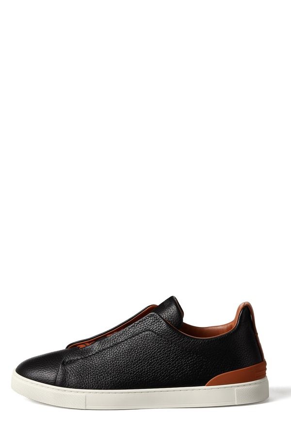 ゼニア メンズ シューズ スニーカー レザー ZEGNA Triple Stitch Deerskin Leather SlipOn Sneaker BlackFoliage ブラック ゼニア メンズ シューズ スニーカー レザー ZEGNA Triple Stitch Deerskin Leather SlipOn Sneaker BlackFoliage ブラック