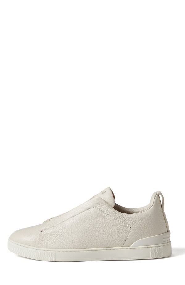 ゼニア メンズ シューズ スニーカー レザー ZEGNA Triple Stitch Deerskin Leather SlipOn Sneaker White ホワイト ゼニア メンズ シューズ スニーカー レザー ZEGNA Triple Stitch Deerskin Leather SlipOn Sneaker White ホワイト