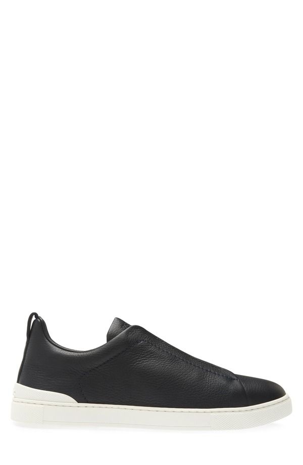 ゼニア メンズ シューズ スニーカー レザー ZEGNA Triple Stitch Deerskin Leather SlipOn Sneaker Navy ネイビー