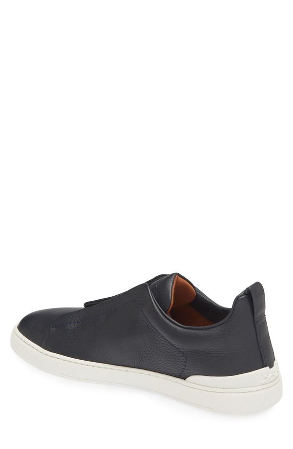 ゼニア メンズ シューズ スニーカー レザー ZEGNA Triple Stitch Deerskin Leather SlipOn Sneaker Navy ネイビー