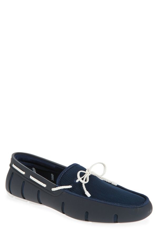 スウィムス メンズ シューズ レース ローファー Swims Braided Lace Loafer Navy White ホワイト