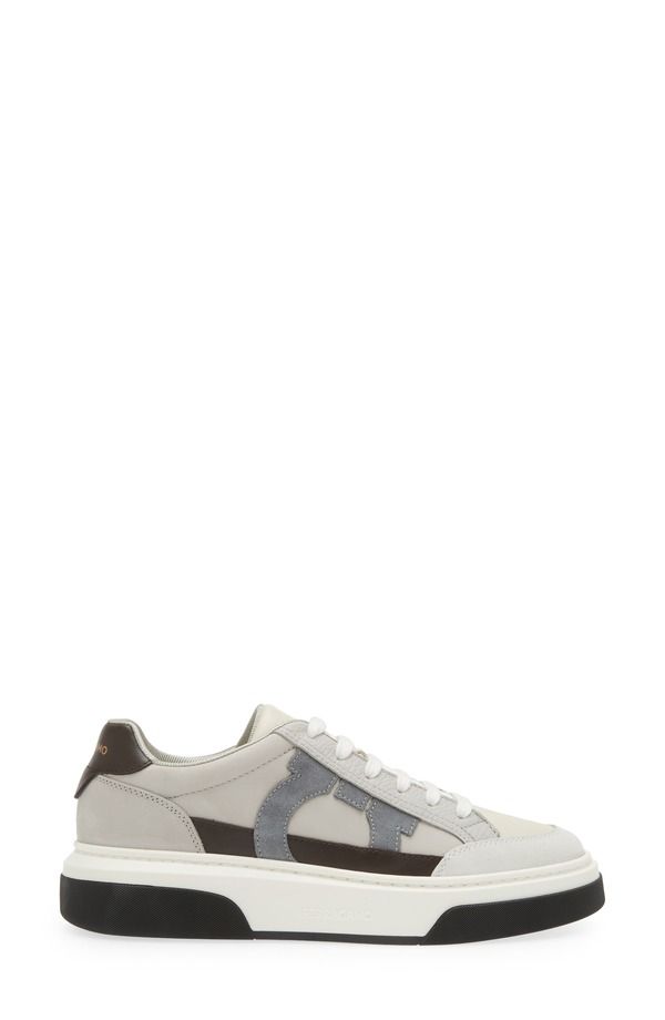 フェラガモ メンズ シューズ スニーカー FERRAGAMO Cassina Gancio Low Top Sneaker Bianco 511 Mascarpone Cloud