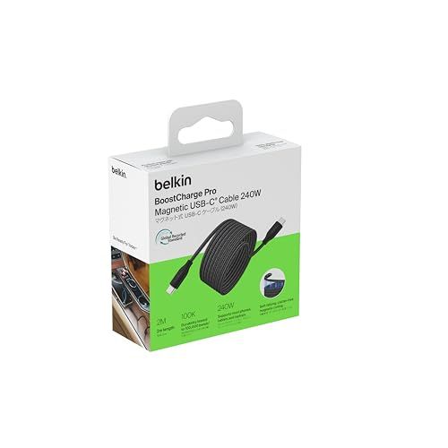 Belkin USB-C to USB-C 丸型ｹｰﾌﾞﾙ 240W 2.0 マグネット式ｹｰﾌﾞﾙ 急速充電PD対応 高耐久 2M ブラック CAB028qc2MBK送料無料 d7cde428