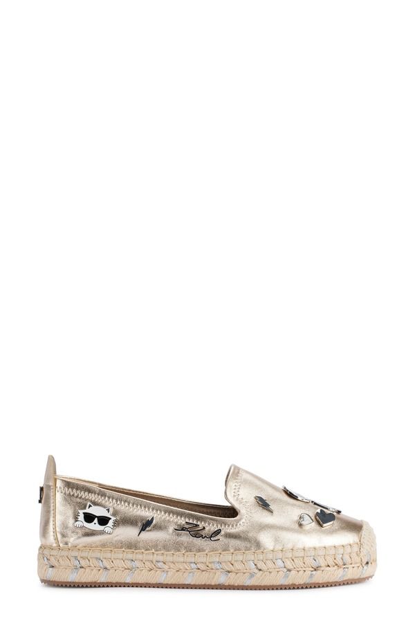 カール ラガーフェルド レディース シューズ サンダル KARLAGERFELD PARIS Michaela Espadrille Flat White Gold ホワイト カール ラガーフェルド レディース シューズ サンダル KARLAGERFELD PARIS Michaela Espadrille Flat White Gold ホワイト