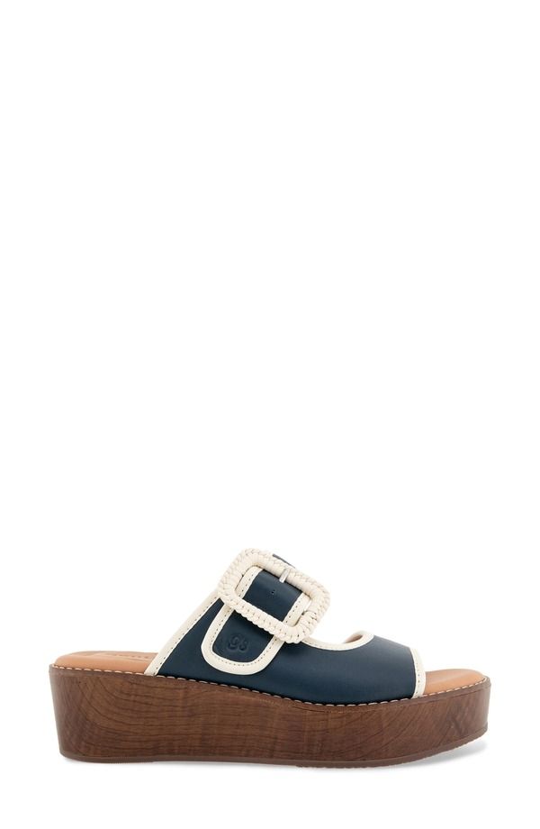ジェントルソウルズ レディース シューズ サンダル プラットフォーム Gentle Souls Vadylin Platform Wedge Slide Sandal Navy Leather ネイビー