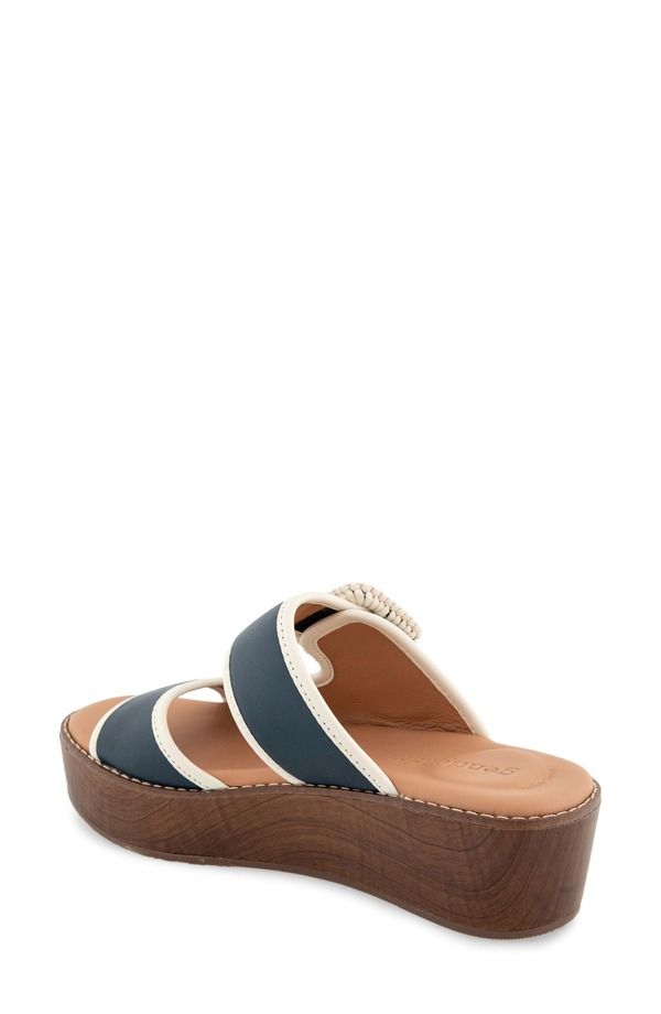 ジェントルソウルズ レディース シューズ サンダル プラットフォーム Gentle Souls Vadylin Platform Wedge Slide Sandal Navy Leather ネイビー