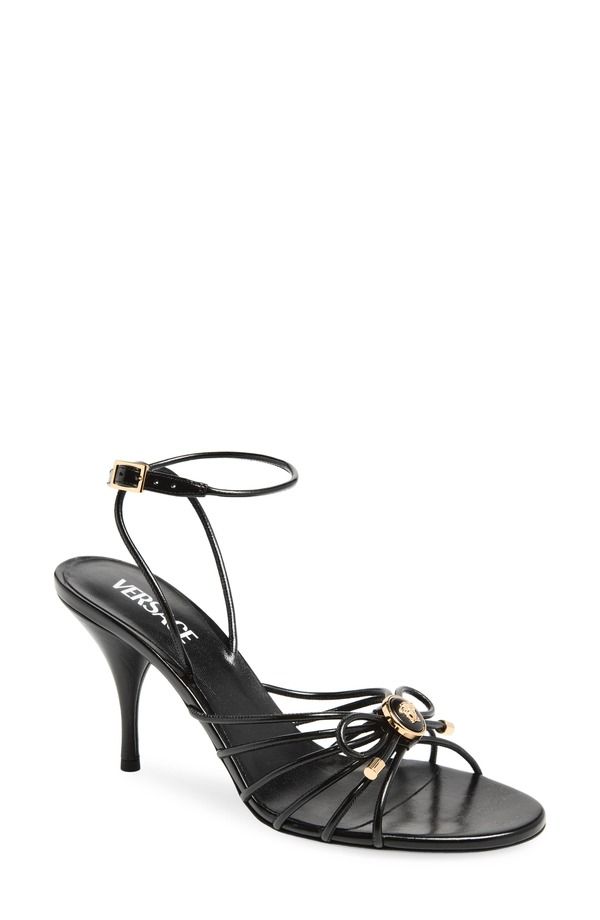 ヴェルサーチ レディース シューズ サンダル アンクル Versace Opera Bow Strappy Ankle Strap Sandal BlackVersace Gold ブラック