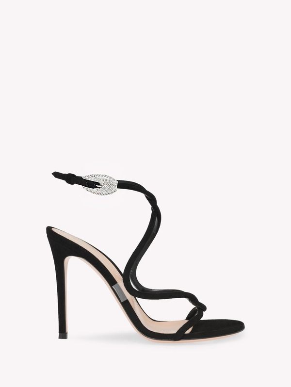 ジャンヴィト ロッシ レディース シューズ サンダル Gianvito Rossi Mamba Crystal Sandal Black Suede ブラック