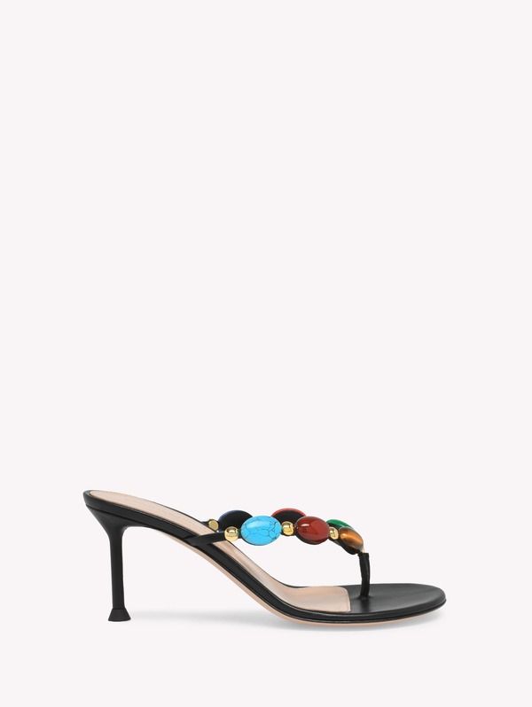 ジャンヴィト ロッシ レディース シューズ サンダル Gianvito Rossi Shanti Thong 70 Sandals Black Suede And Nappa ブラック