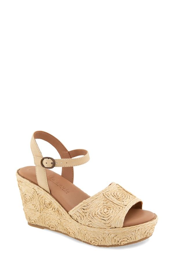 ジェントルソウルズ レディース シューズ サンダル プラットフォーム アンクル Gentle Souls Nevio Ankle Straplatform Wedge Sandal Natural Raffia