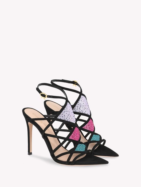 ジャンヴィト ロッシ レディース シューズ サンダル Gianvito Rossi Confetti Sandal Purple Suede And Fabric パープル
