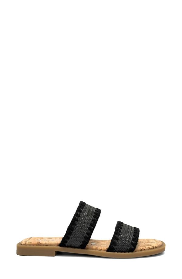 エアロソールズ レディース シューズ サンダル Aerosoles Centro TwoStrap Sandal Black Raffia Elastic ブラック
