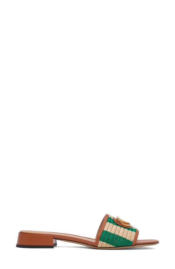 ヴァレンティノ レディース シューズ サンダル ロゴ Valentino Garavani VLOGO Crochet Slide Sandal Natural Green Brown グリーン ヴァレンティノ レディース シューズ サンダル ロゴ Valentino Garavani VLOGO Crochet Slide Sandal Natural Green Brown グリーン