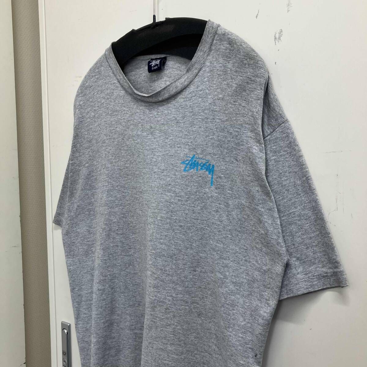 90s OLD STUSSY スカルフラワーtee 半袖Tシャツ サイズL グレー系