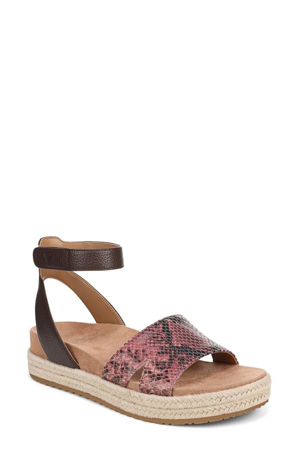 バイオニック レディース シューズ サンダル プラットフォーム アンクル Vionic Yucca Platform Ankle Strap Sandal Merlot Snake