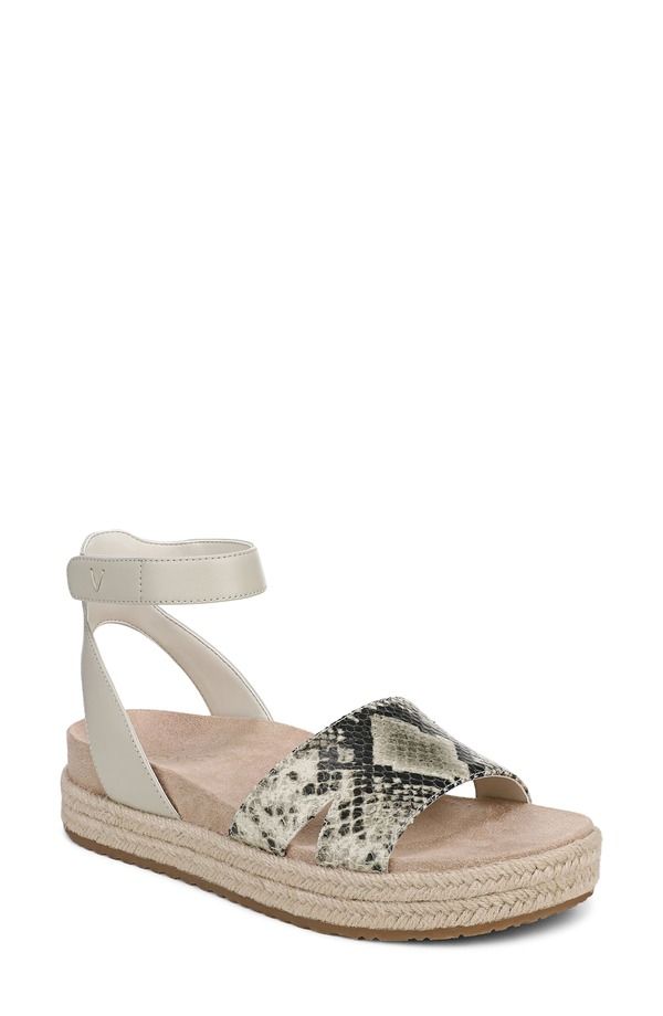 バイオニック レディース シューズ サンダル プラットフォーム アンクル Vionic Yucca Platform Ankle Strap Sandal Cream Snake クリーム